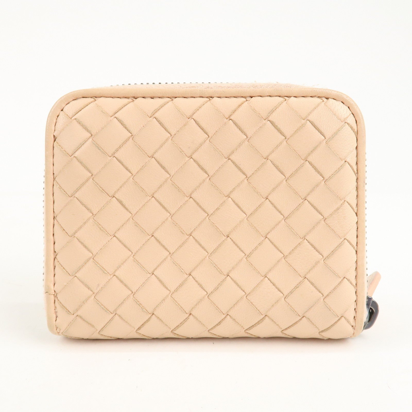 BOTTEGA VENETA Intrecciato Leather Round Zipper Coin Case Used