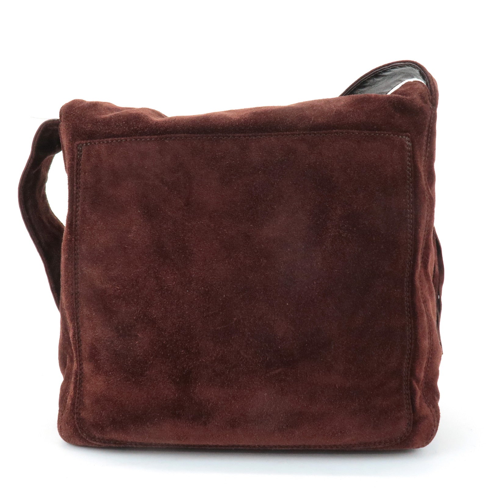 CHANEL COCO Mark Suede Leather Fringe Shoulder Bag Brown Used