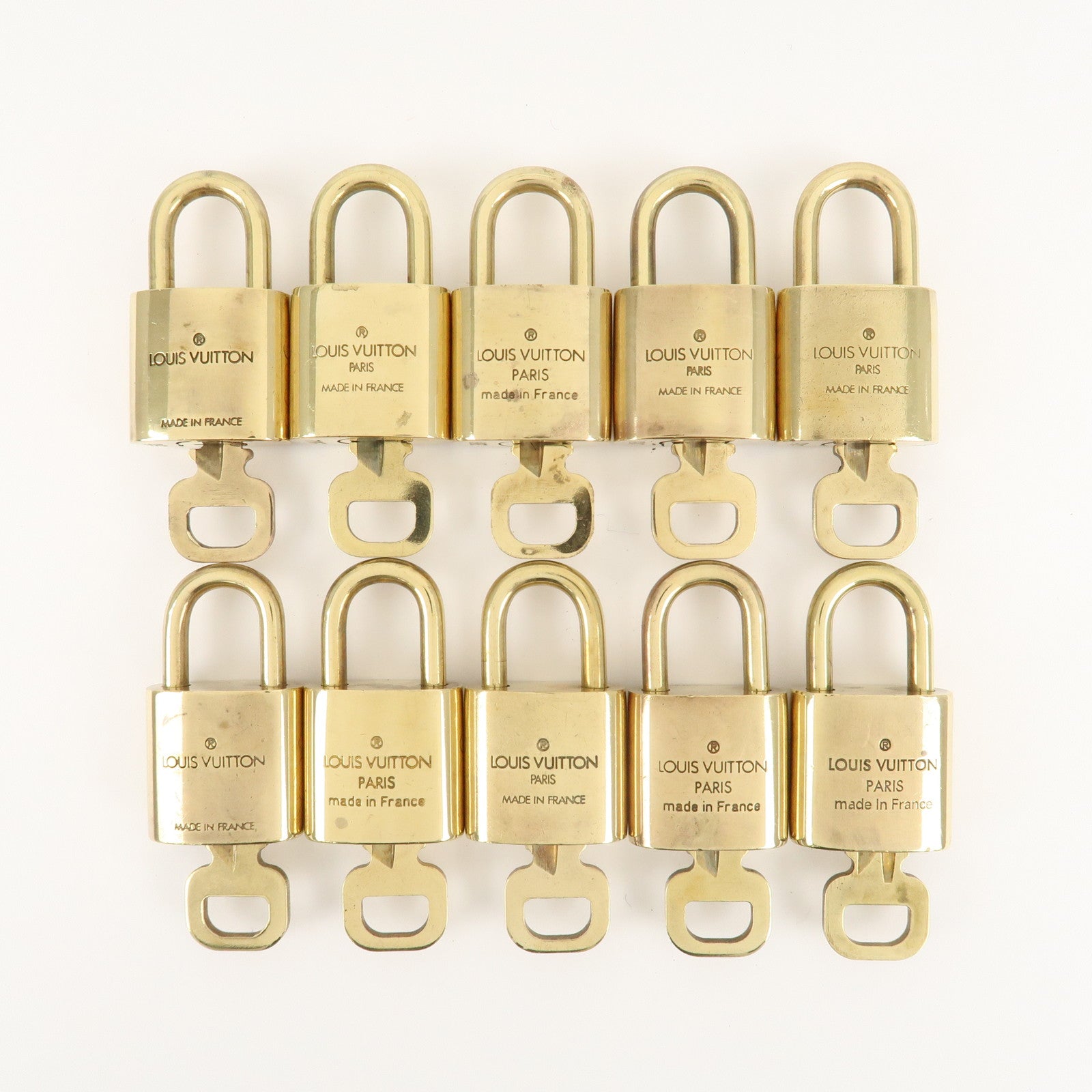 Louis Vuitton Set of 10 Lock & Key Cadena Key Lock Metal Gold Used