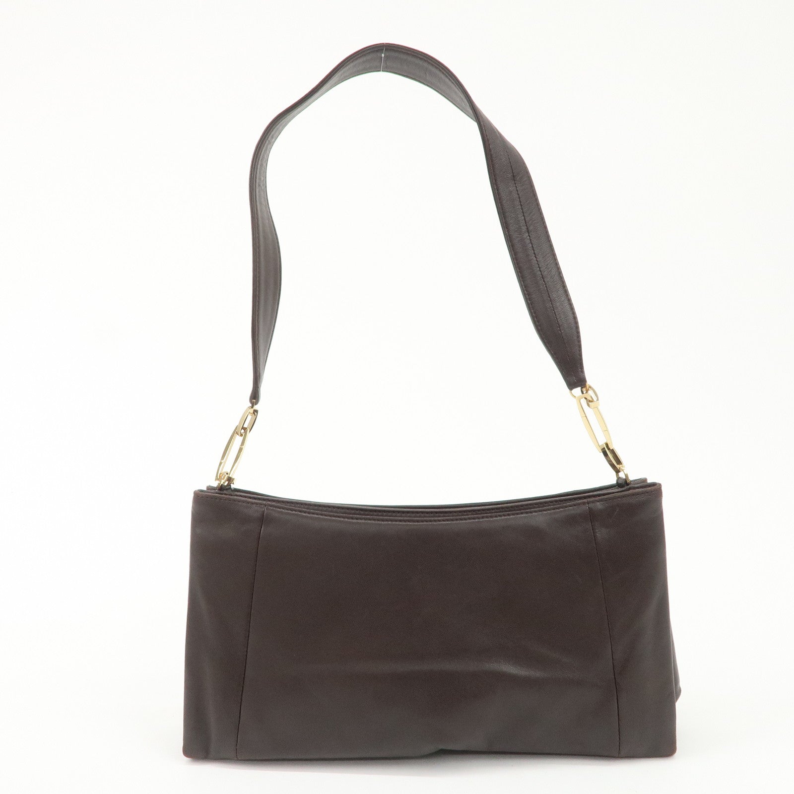 LOEWE Anagram Leather Shoulder Bag Hand Bag Gold HDW Brown Used