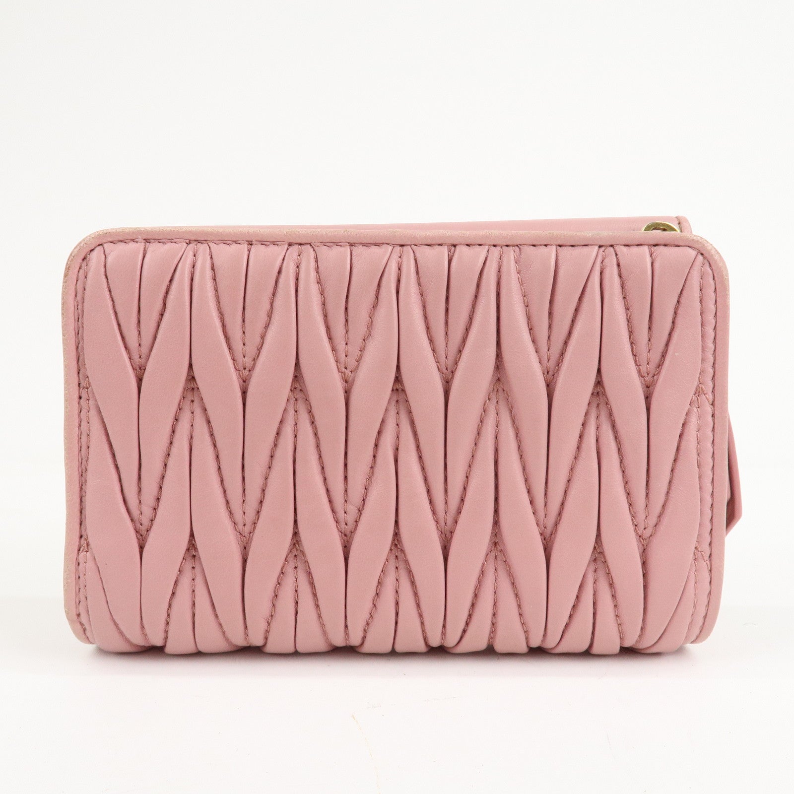 MIU MIU Matelasse Leather Trifold Wallet Pink 5ML225 Used