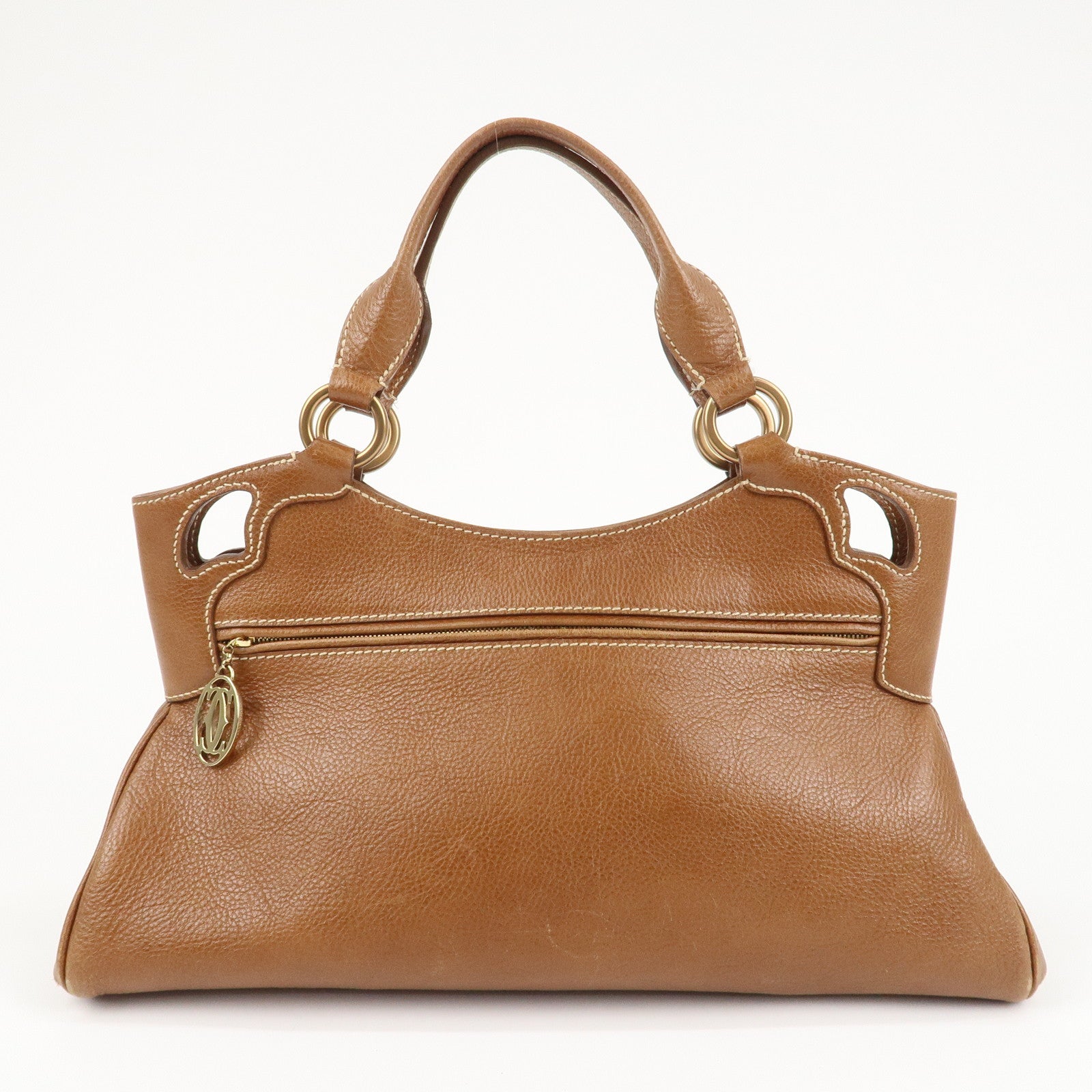 Cartier Leather Marcello de Cartier SM Hand Bag Brown Used
