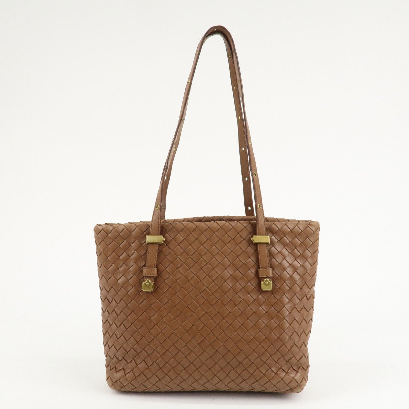 BOTTEGA VENETA Intrecciato Leather Tote Bag Brown 162937 Used