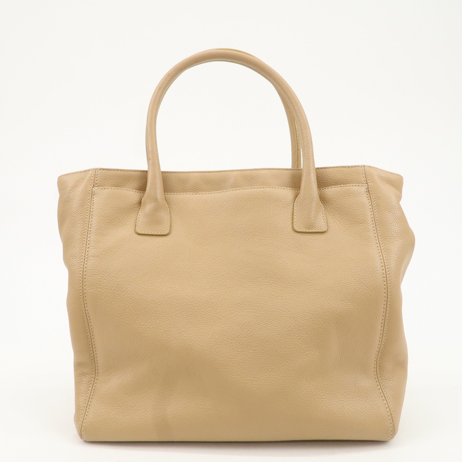 CHANEL COCO Mark Leather Executive Tote Bag Shoulder Bag Beige Used