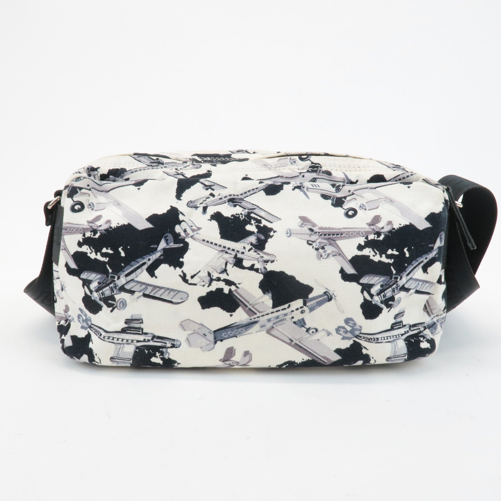 CHANEL Airline Canvas Leather Shoulder Bag Airplane Pattern Used