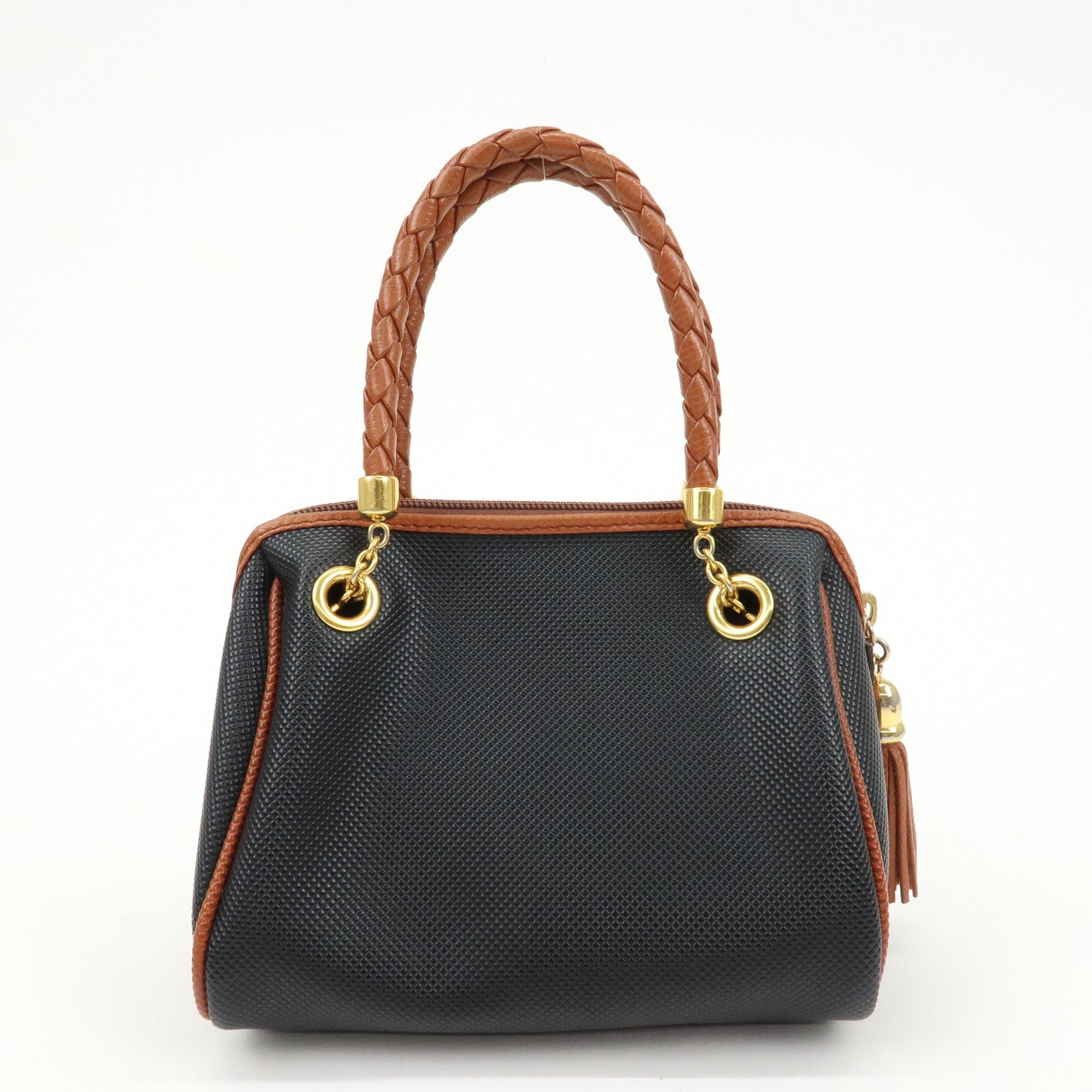 BOTTEGA VENETA Intrecciato PVC Leather Marco Polo Tassel Hand Bag Used