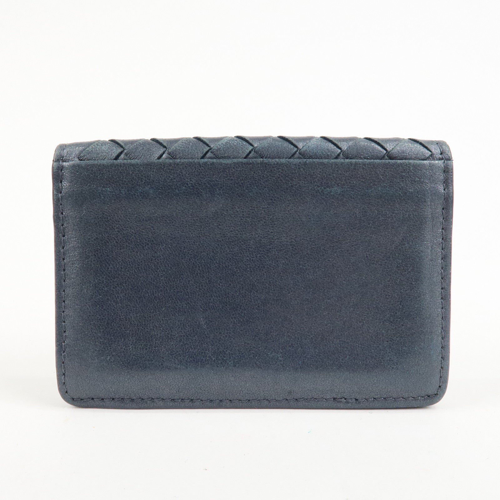 BOTTEGA VENETA Intrecciato Leather Card Case Gray 133945 Used