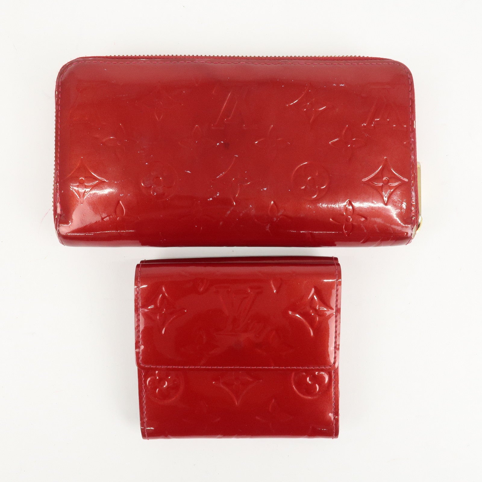 Louis Vuitton Set of 2 Monogram Vernis Wallet M91981 M91982 Used