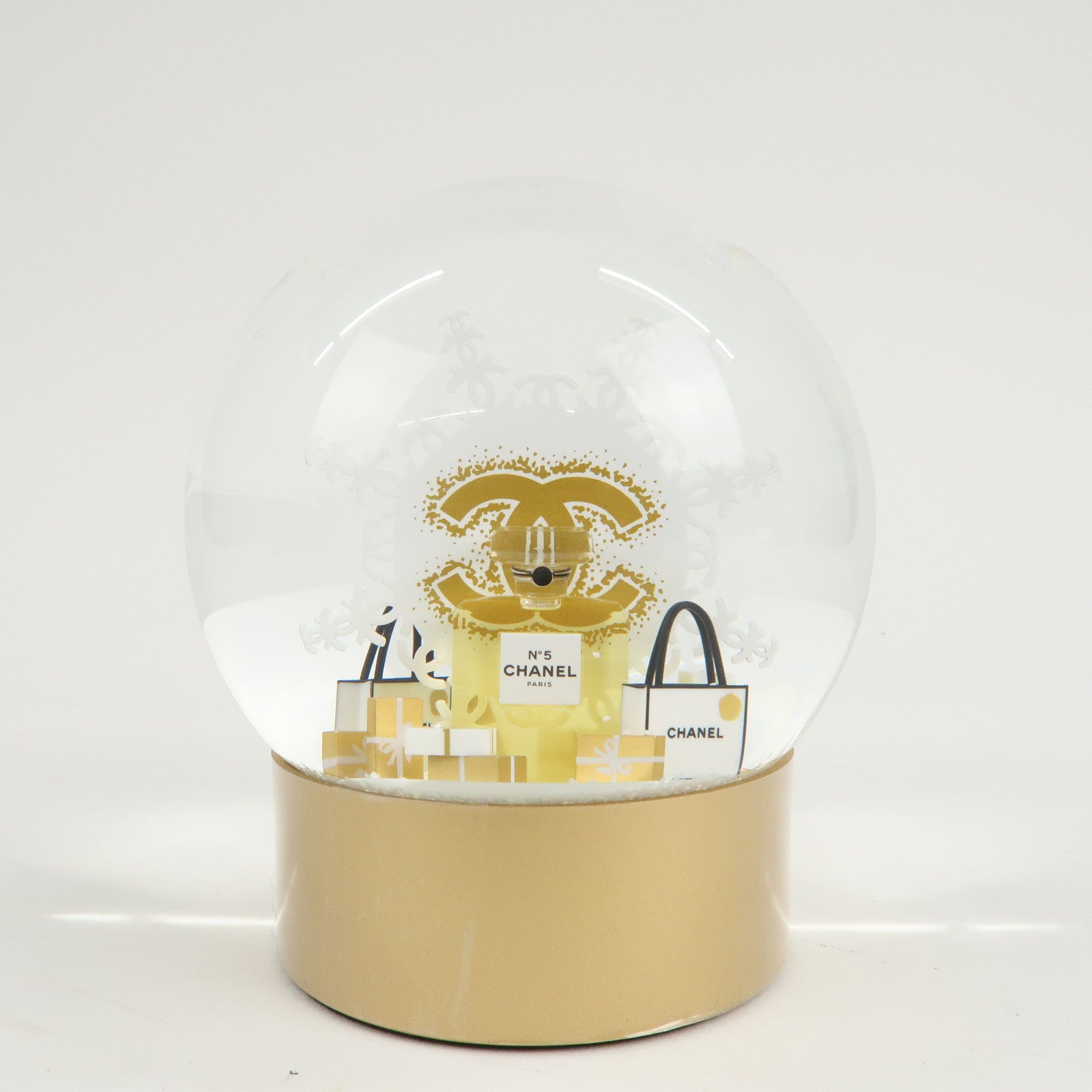 CHANEL COCO Mark No.5 Glass Snow Dome 2024 Novelty White Gold Used