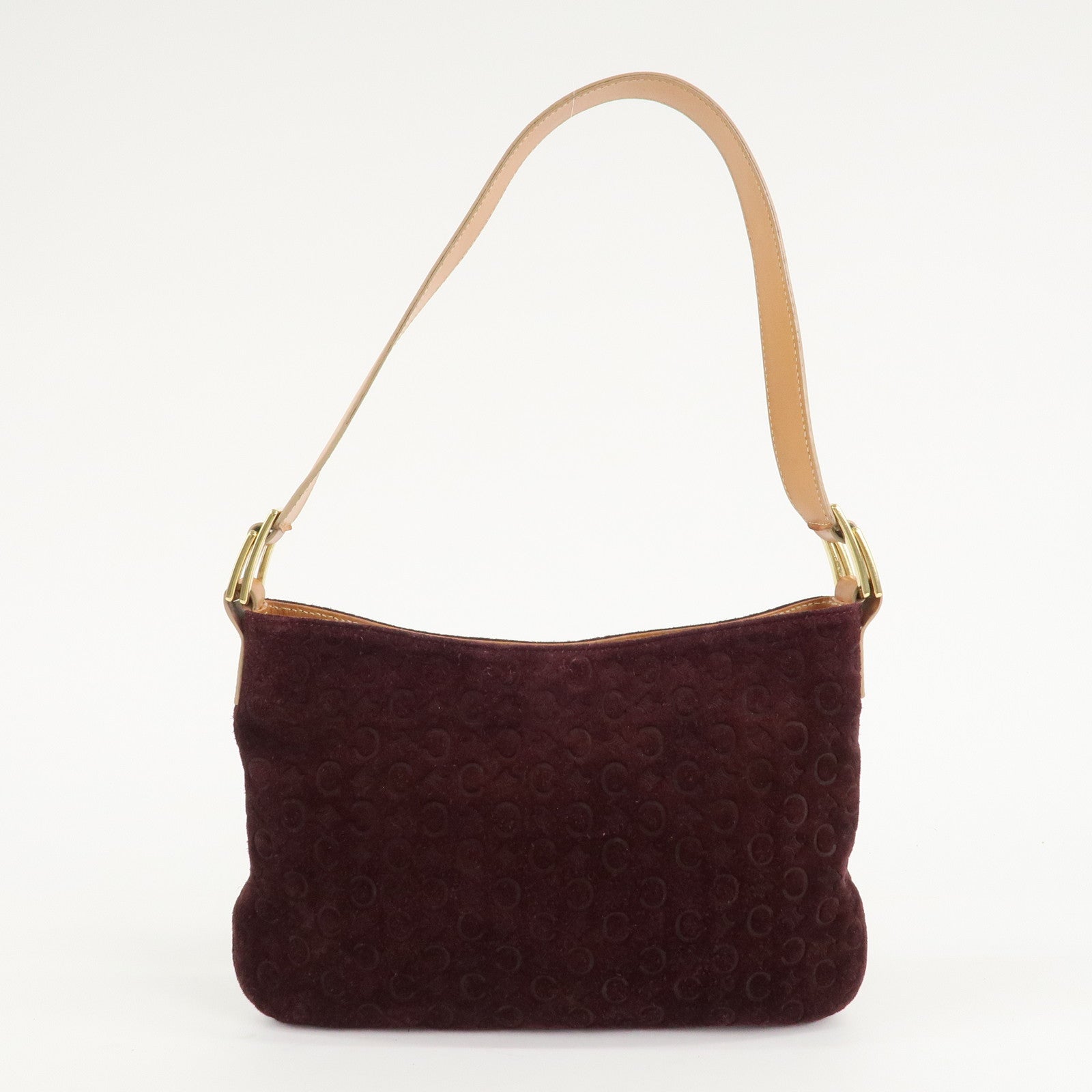 CELINE Suede Shoulder Bag Wine Beige MC00/2 Used