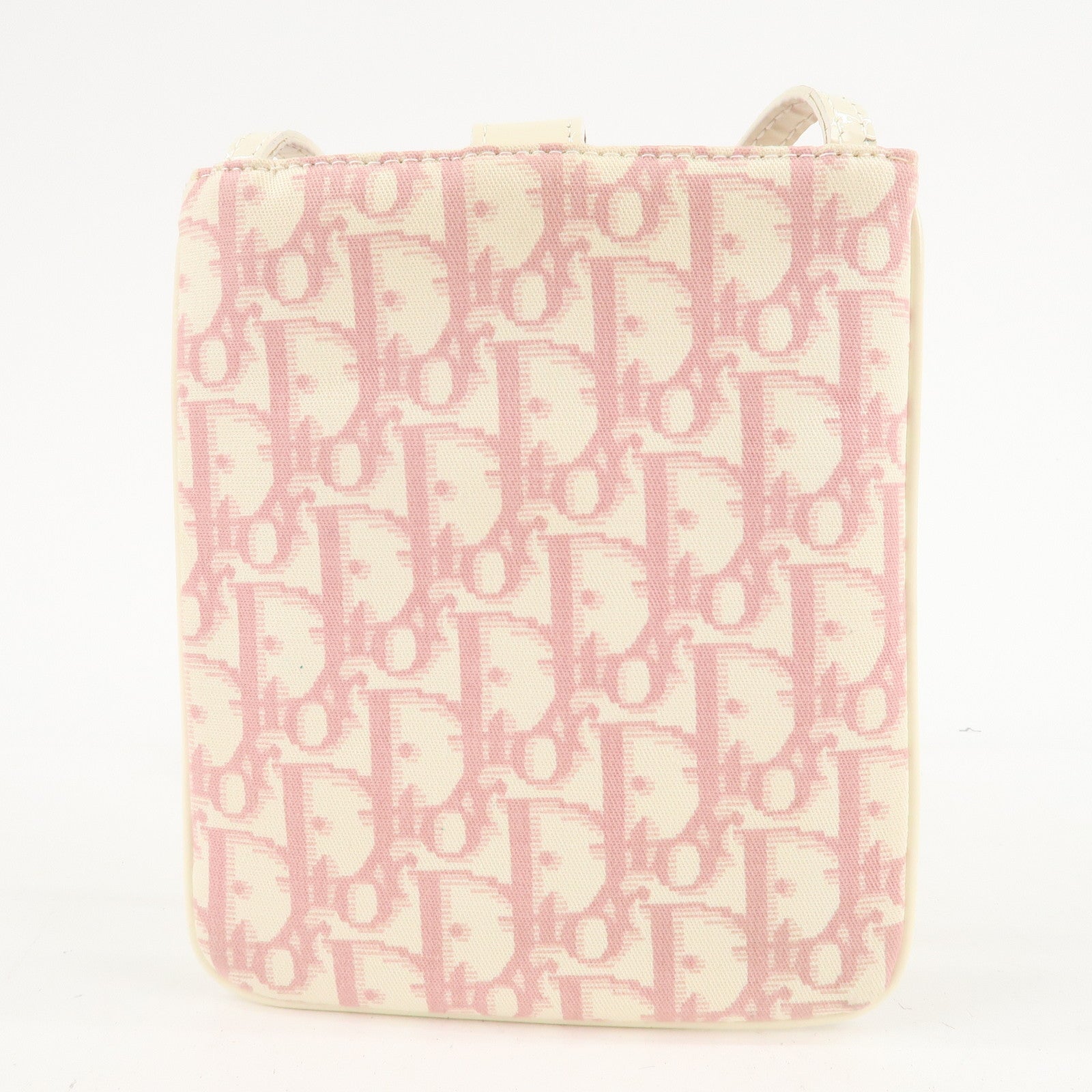 Christian Dior Trotter Canvas Patent Leather Shoulder Bag Used