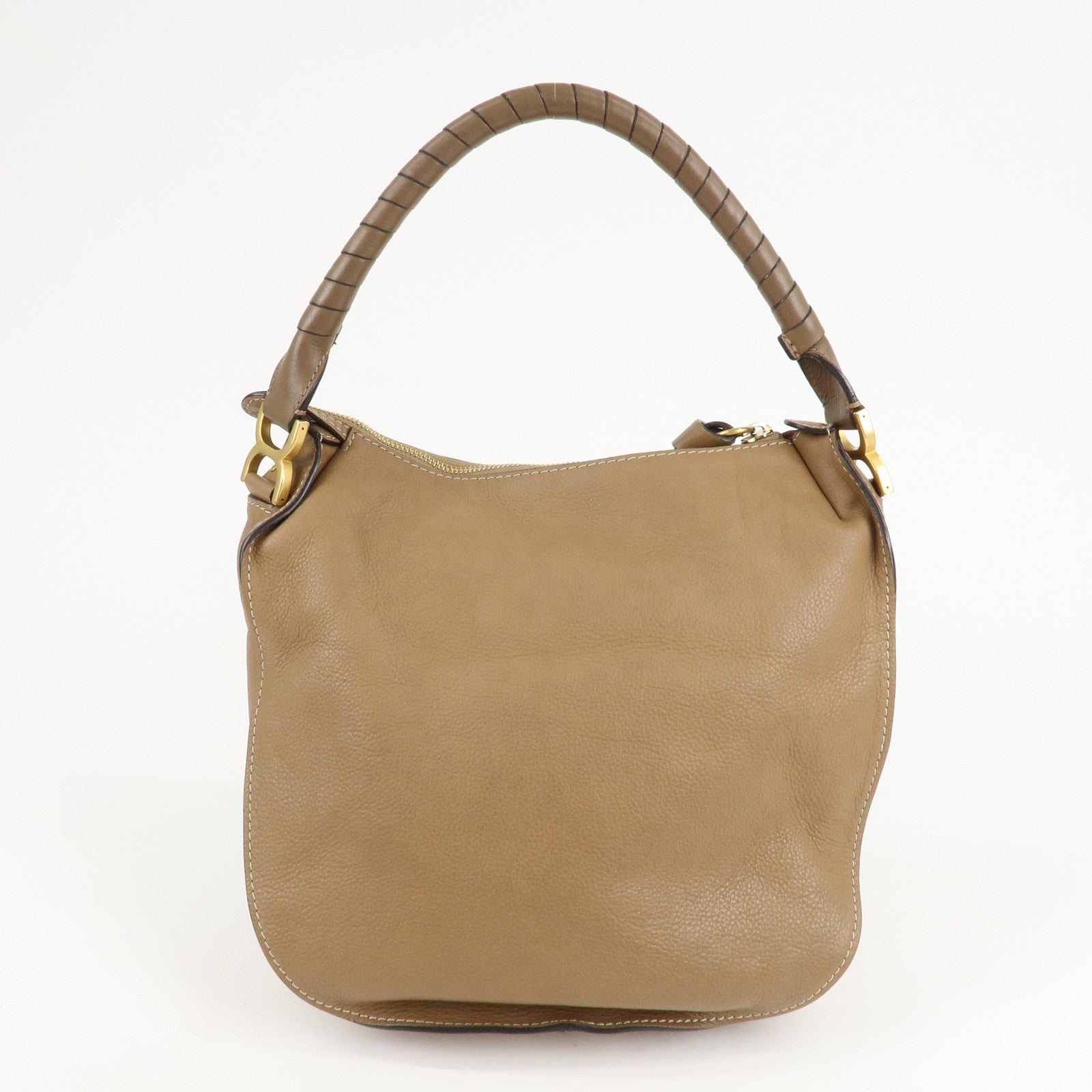 Chloe Marcie Leather Shoulder Bag Hand Bag Beige Used