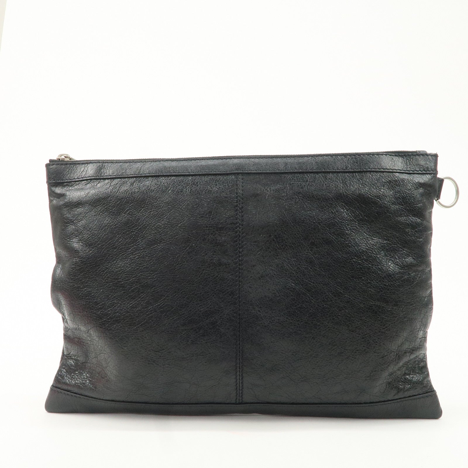 BALENCIAGA Leather Classic Clip L Clutch Bag Black 273023 Used