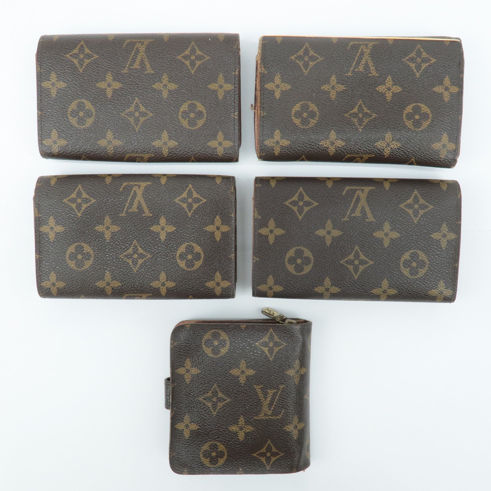 Louis Vuitton Set of5 Monogram Porte Monnaie Billets Tresor Wallet Used