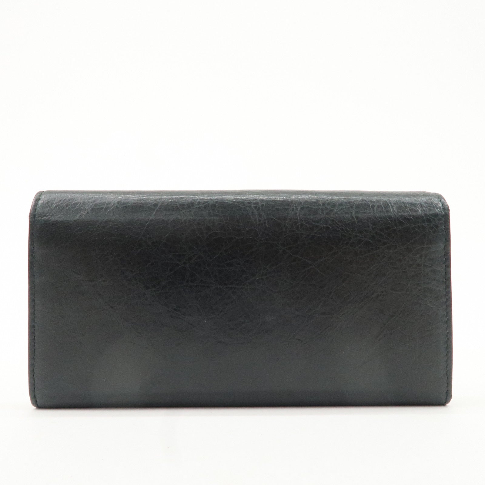 BALENCIAGA Giant Money Leather Bi-fold Long Wallet 233599 Black Used