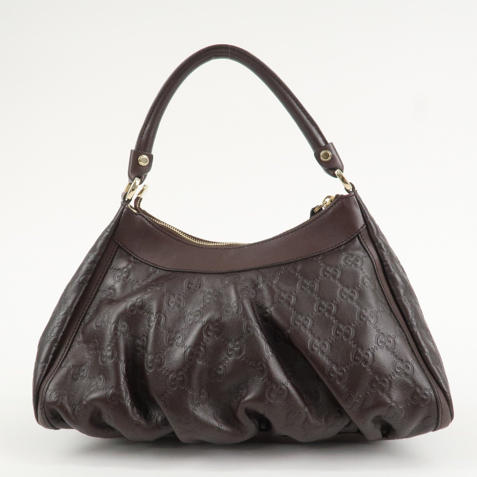 GUCCI Abbey Guccissima Leather Shoulder Bag Dark Brown 190525 Used