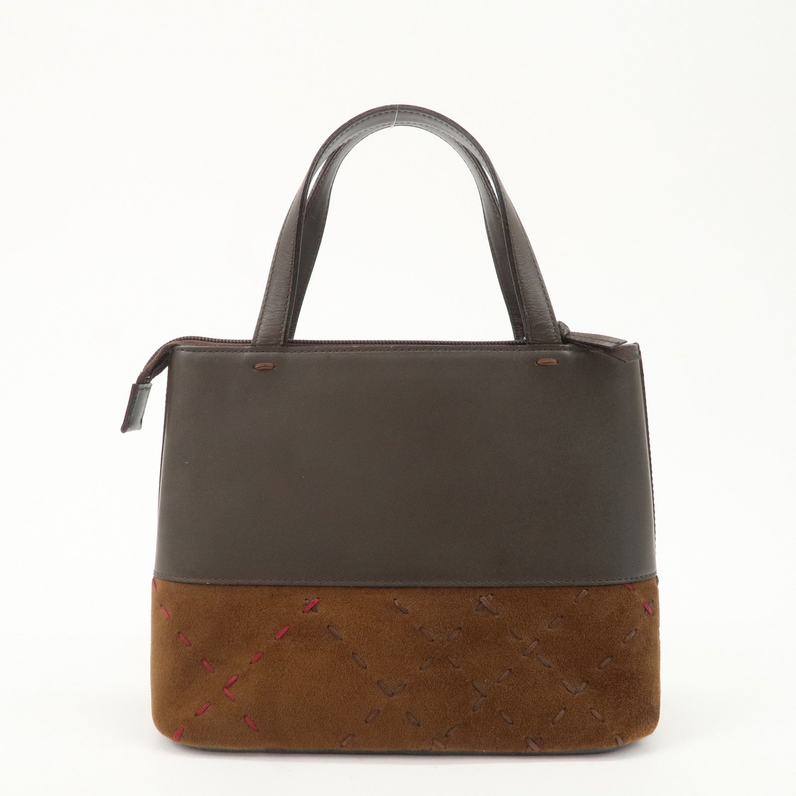 BURBERRY Suede Leather Hand Bag Tote Bag Brown Used
