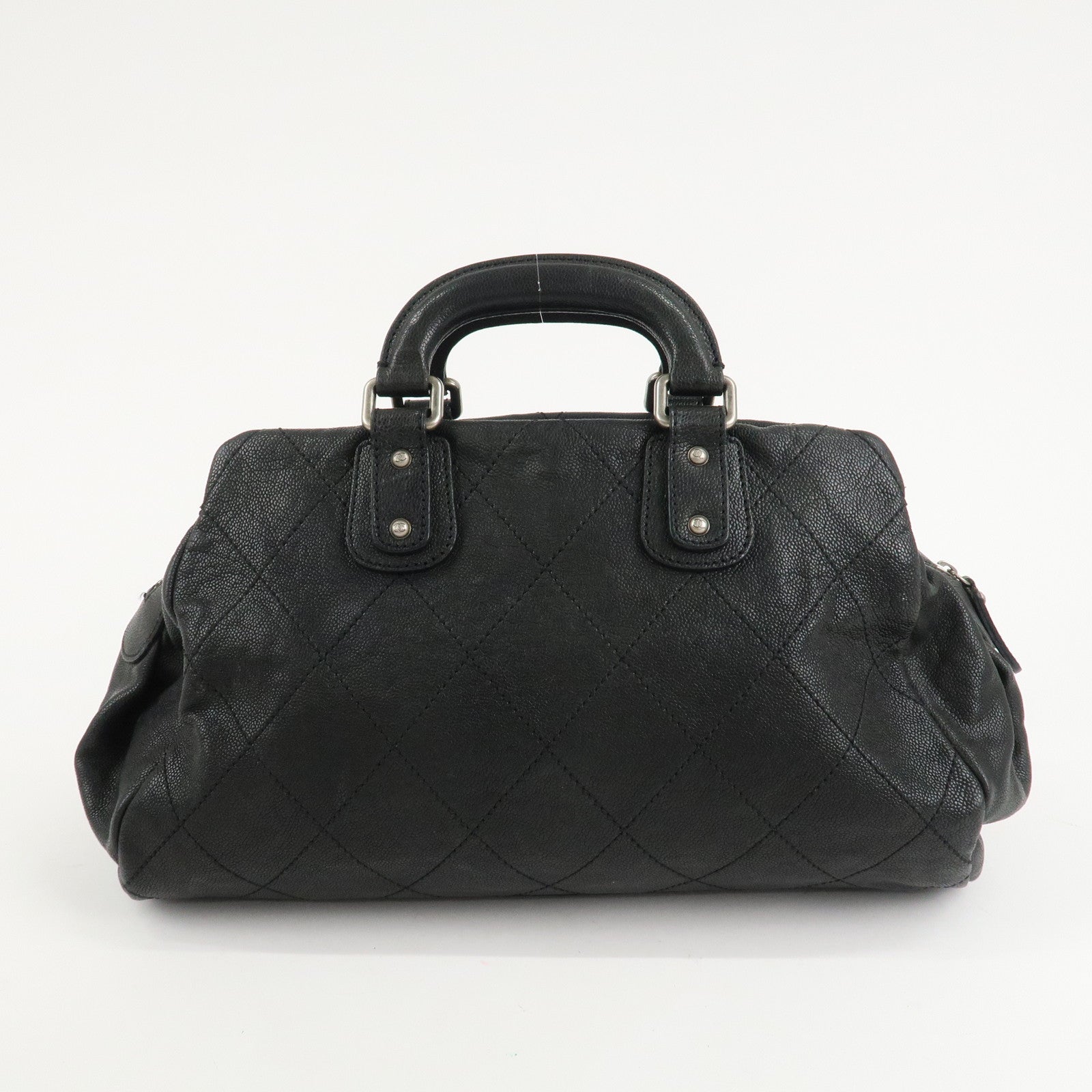CHANEL Matelasse Caviar Skin Boston Bag Hand Bag Black A33046 Used
