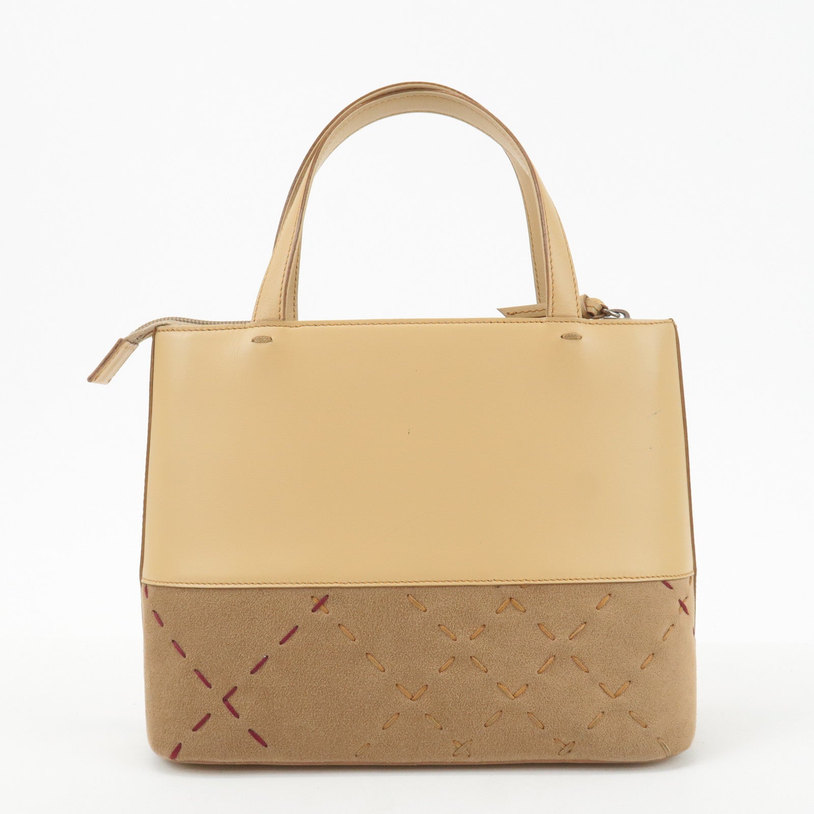 BURBERRY London Leather Suede Tote Bag Hand Bag Beige Used