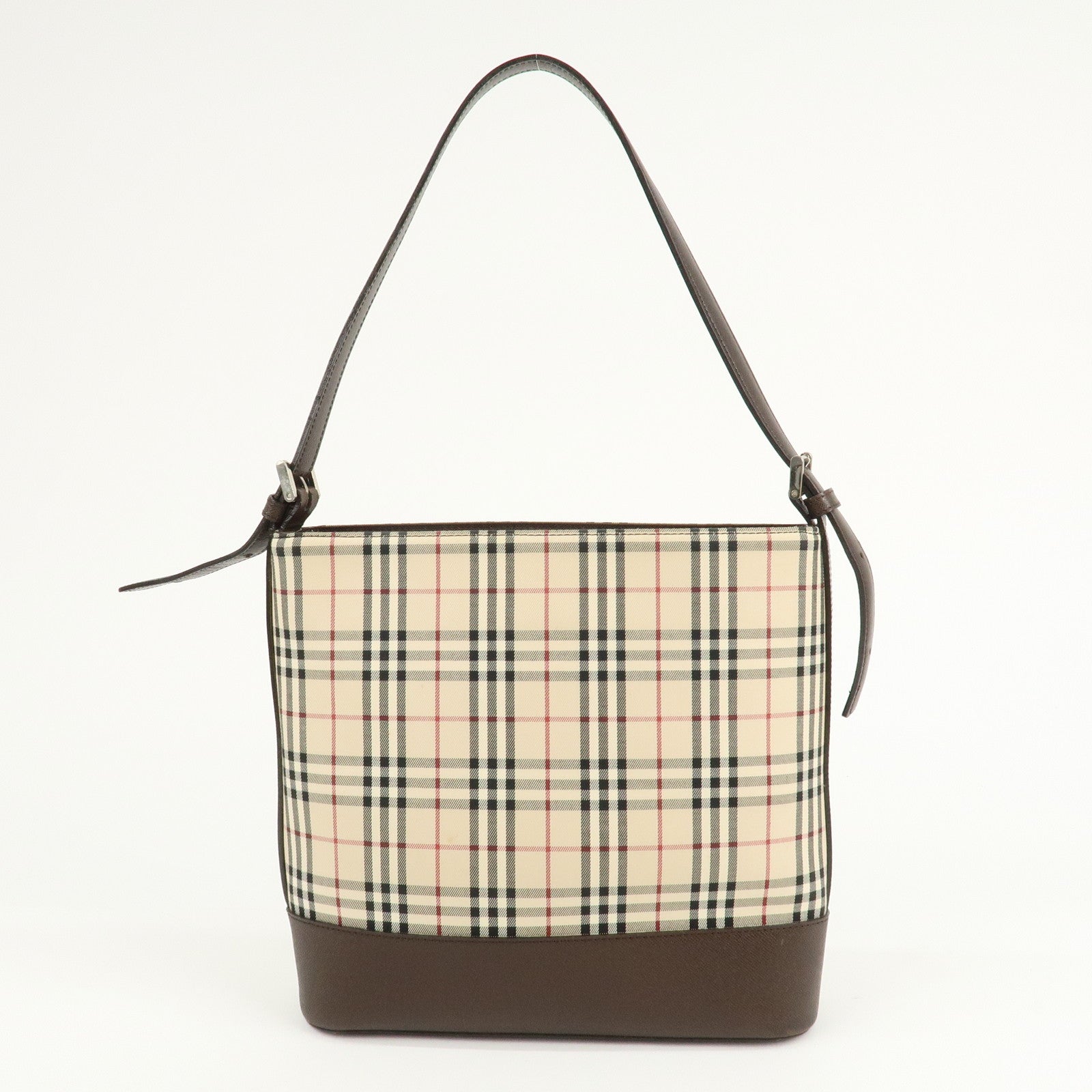 BURBERRY Canvas Leather Nova Plaid Semi Shoulder Bag Used