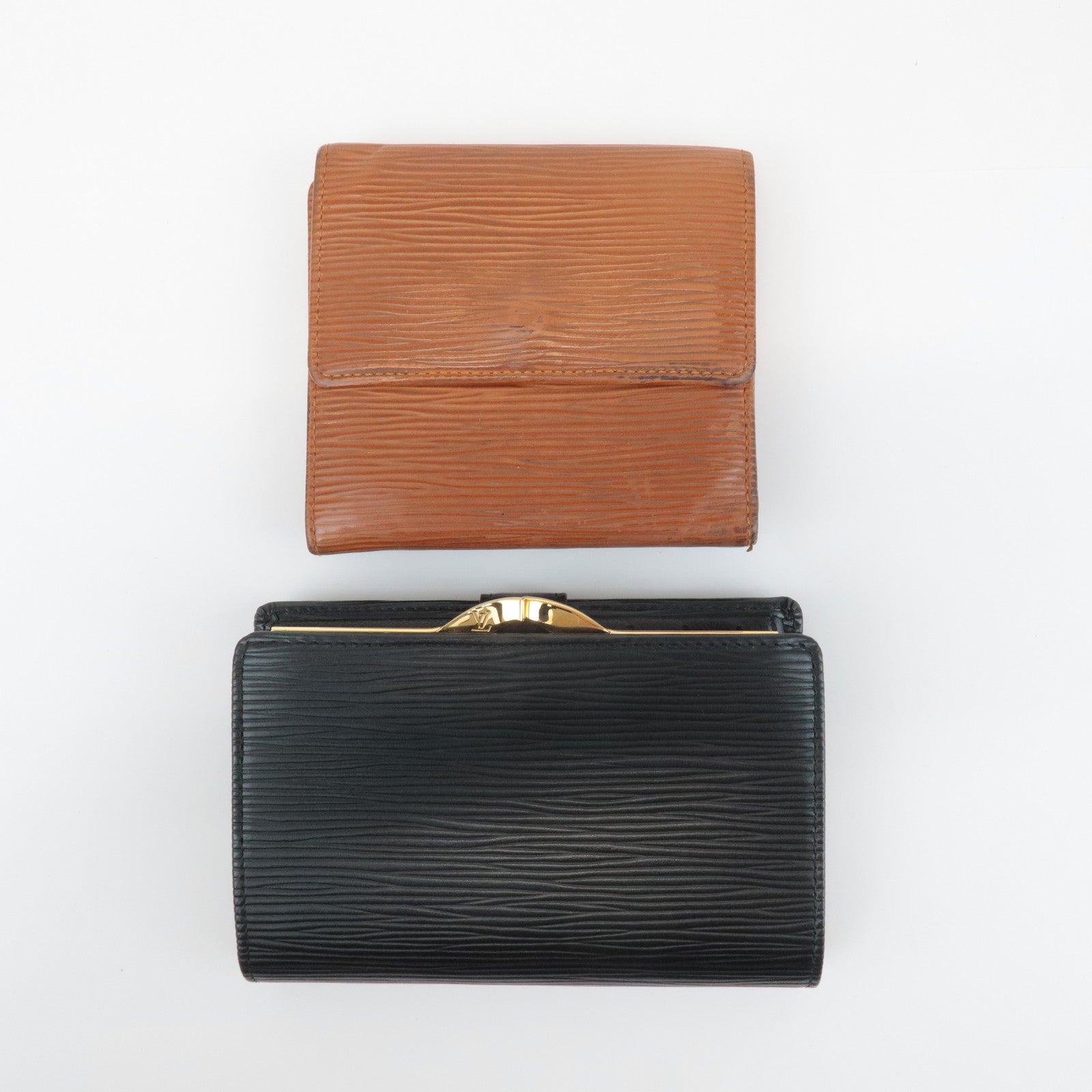 Louis Vuitton Set of 2 Epi Wallet Noir Kenya Brown M63642 M63483 Used