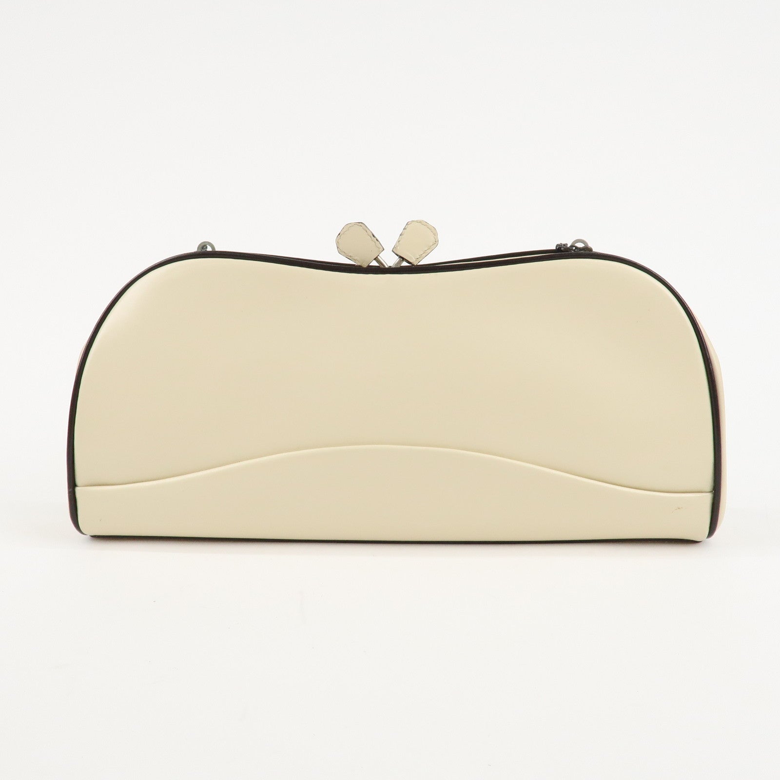 PRADA Logo VITELLO FRAME Leather Clasp Chain Shoulder Bag B11022 Used