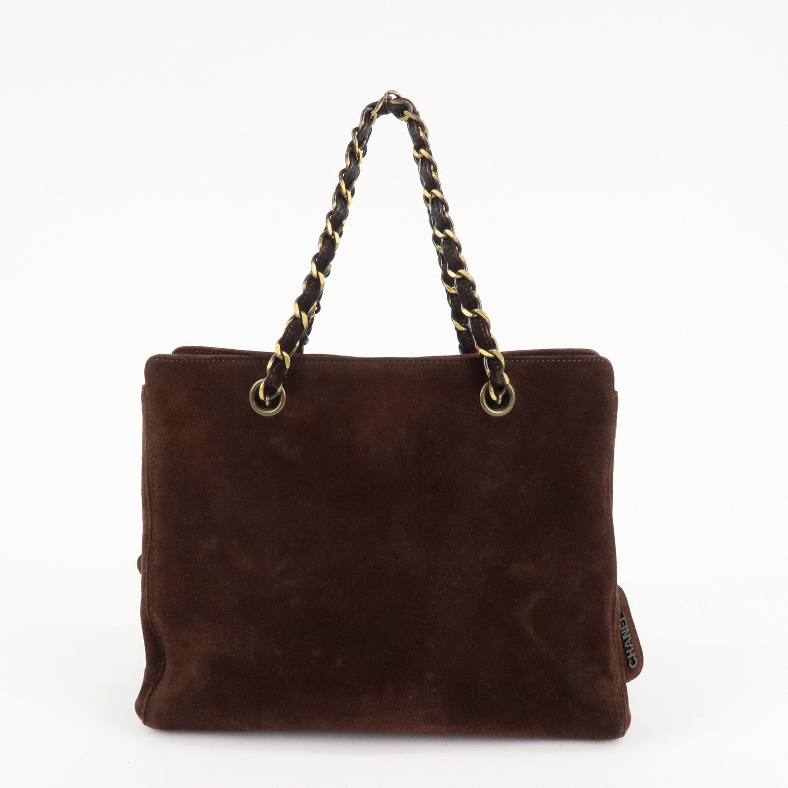 CHANEL Suede Chain Hand Bag Shoulder Bag Tote Bag Brown Used
