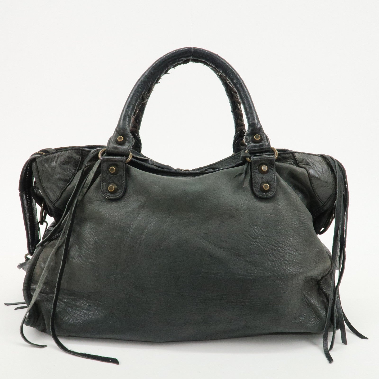 BALENCIAGA The City Leather 2Way Bag Hand Bag Black 115748 Used