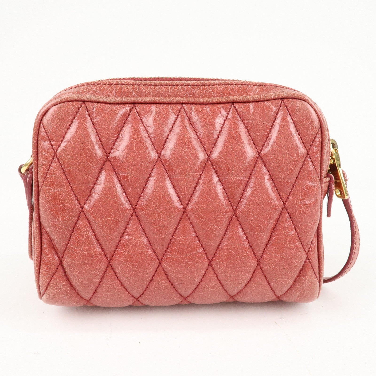 MIU MIU Leather Shoulder Bag Crossbodyb Bag Pink 5BH543 Used