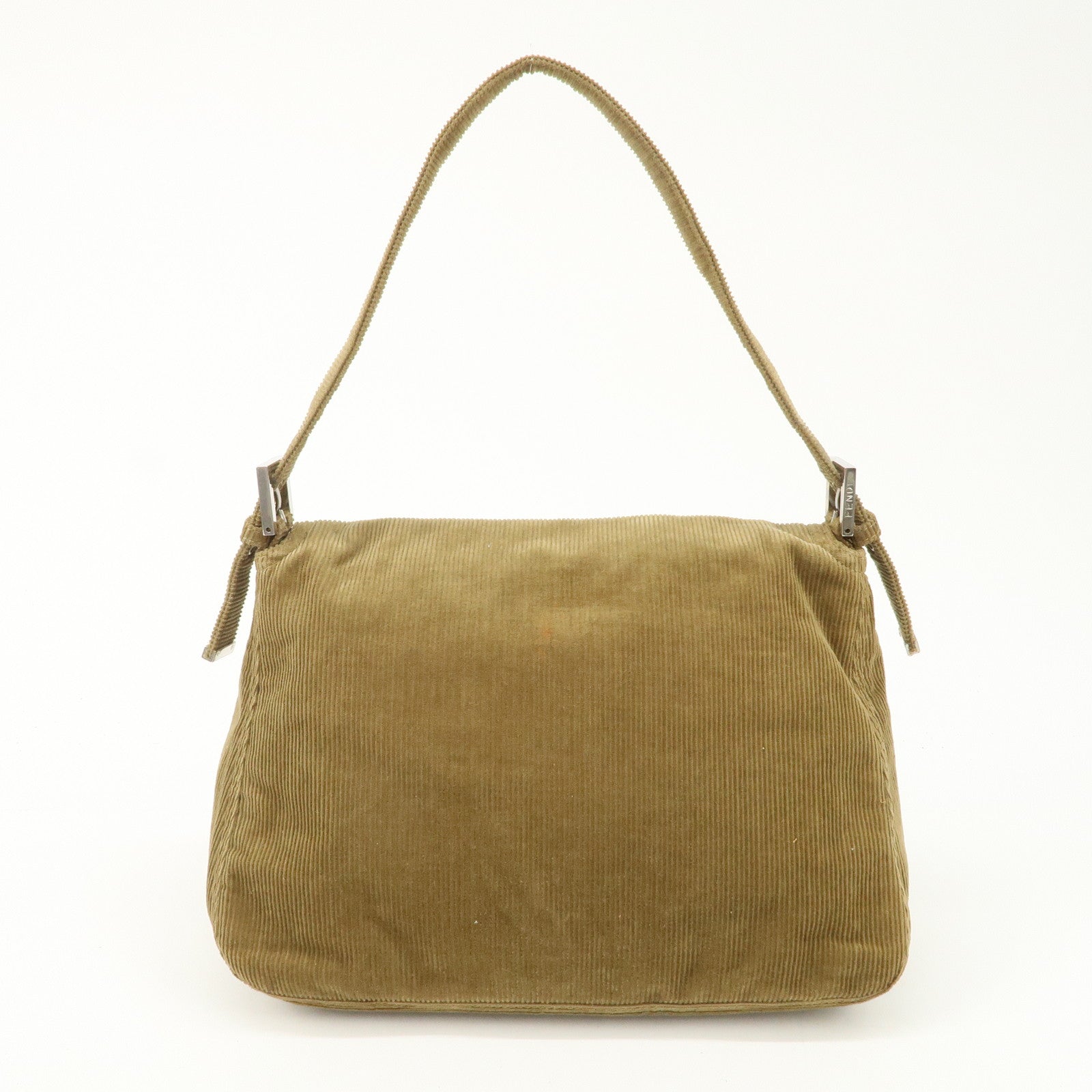 FENDI Mamma Baguette Corduroy Shoulder Bag Khaki 26325 Used