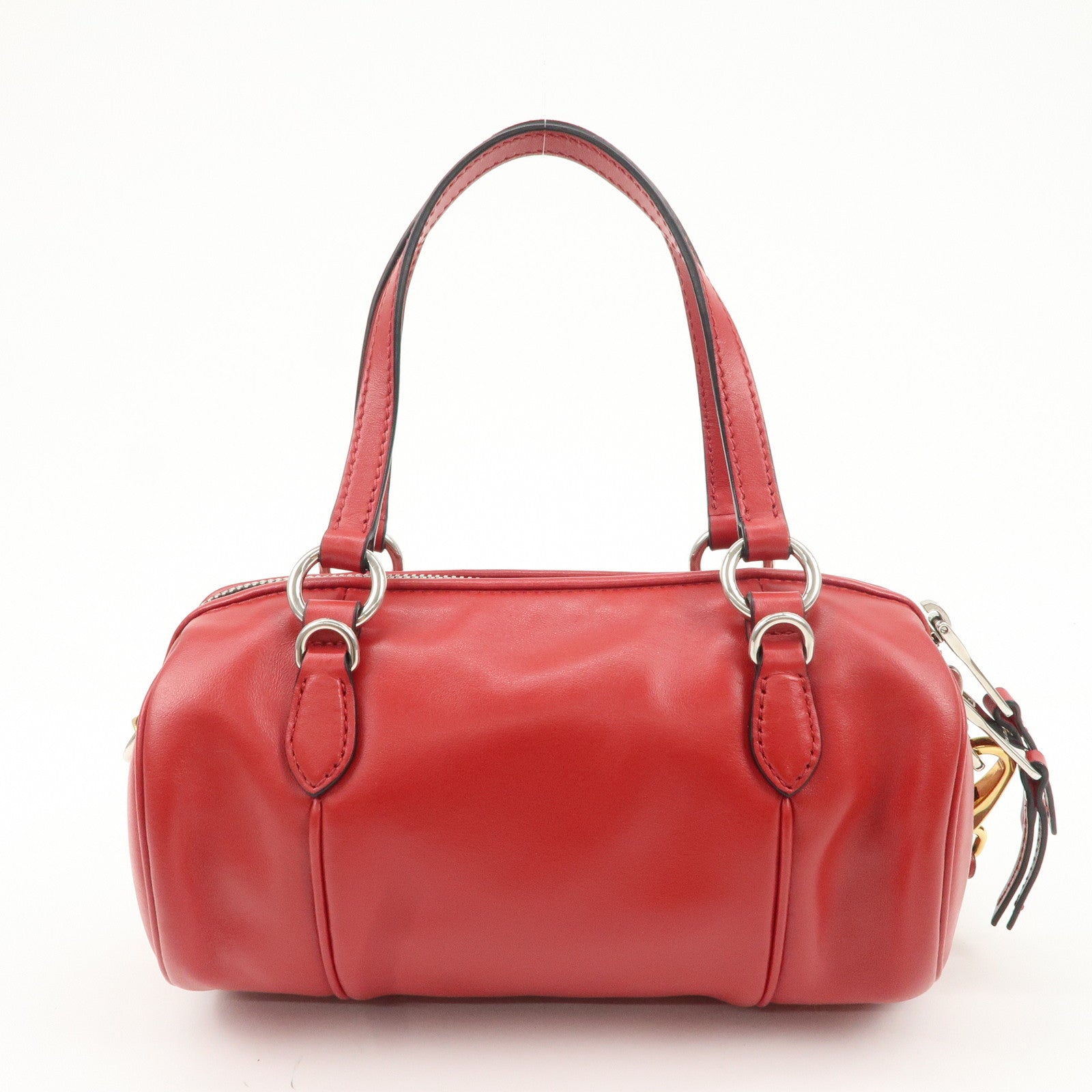 MIU MIU Logo Leather 2Way Shoulder Bag Hand Bag Red 5BH152 Used