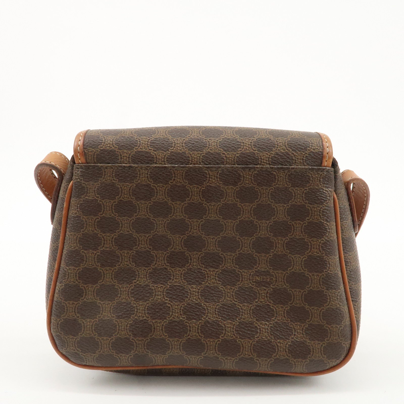 CELINE Macadam PVC Leather Shoulder Bag Brown Used