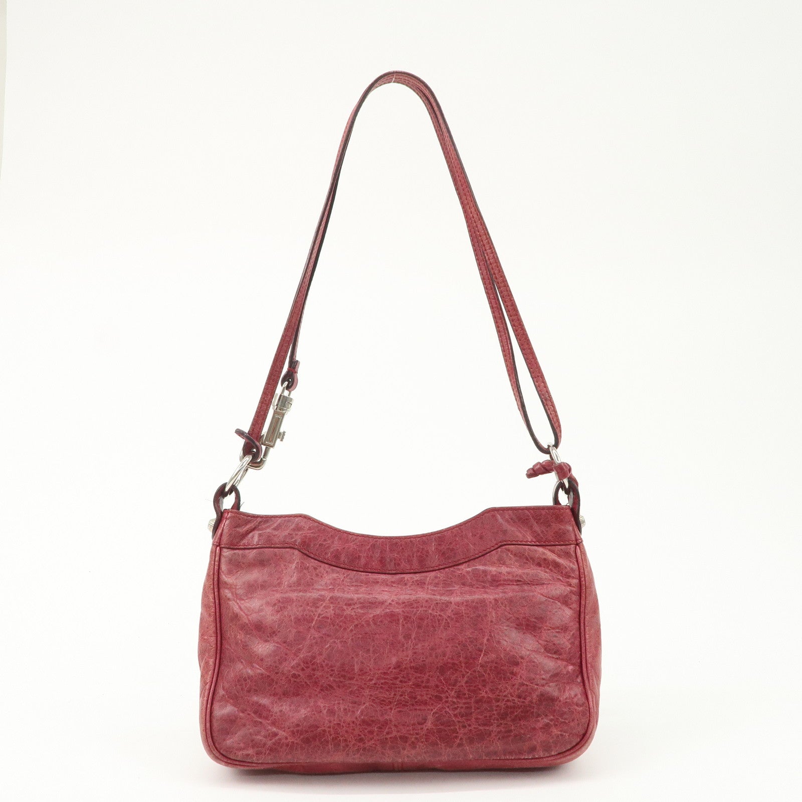 BALENCIAGA The Giant Hip Leather Shoulder Bag Hand Bag Wine Used