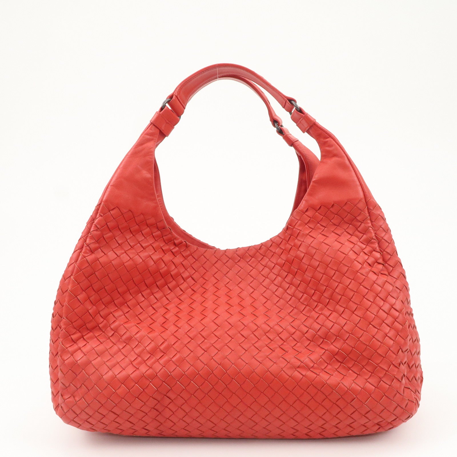 BOTTEGA VENETA Intrecciato Leather Campana Toto Bag Shoulder Bag Red Used