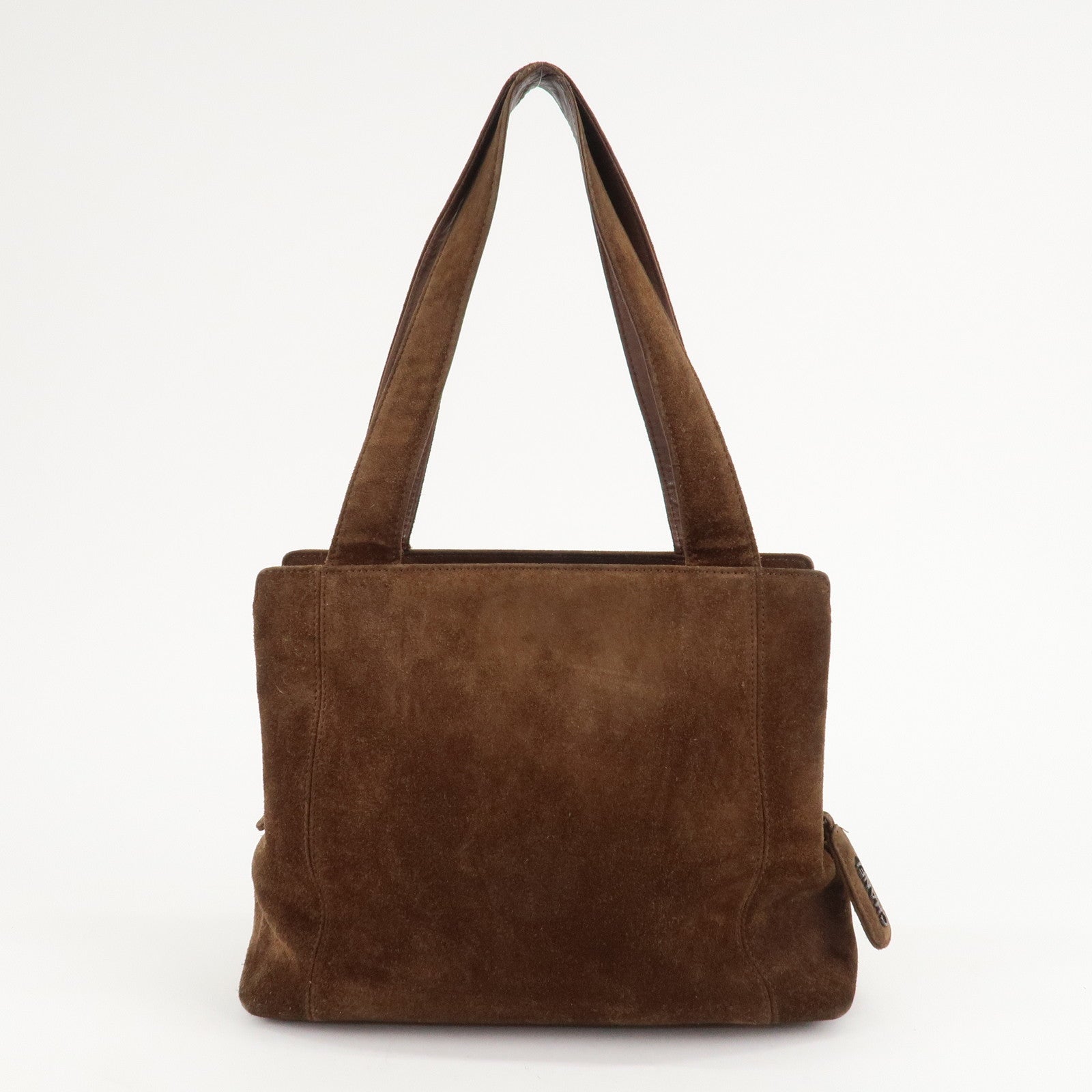CHANEL Suede Tote Bag Shoulder Bag Hand Bag Brown Used