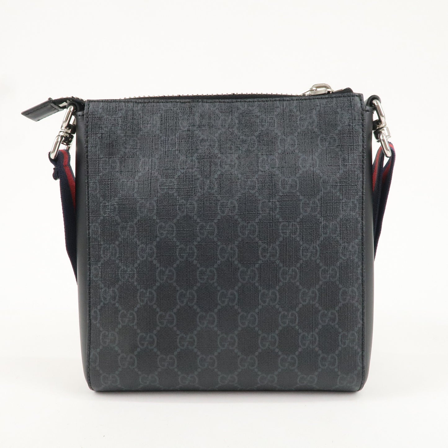 GUCCI GG Supreme Leather Small Messenger Bag Black Gray 523599