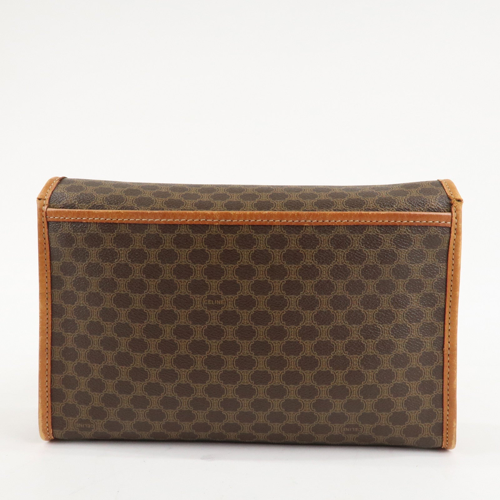 CELINE Macadam PVC Leather Shoulder Bag Hand Bag Brown Used