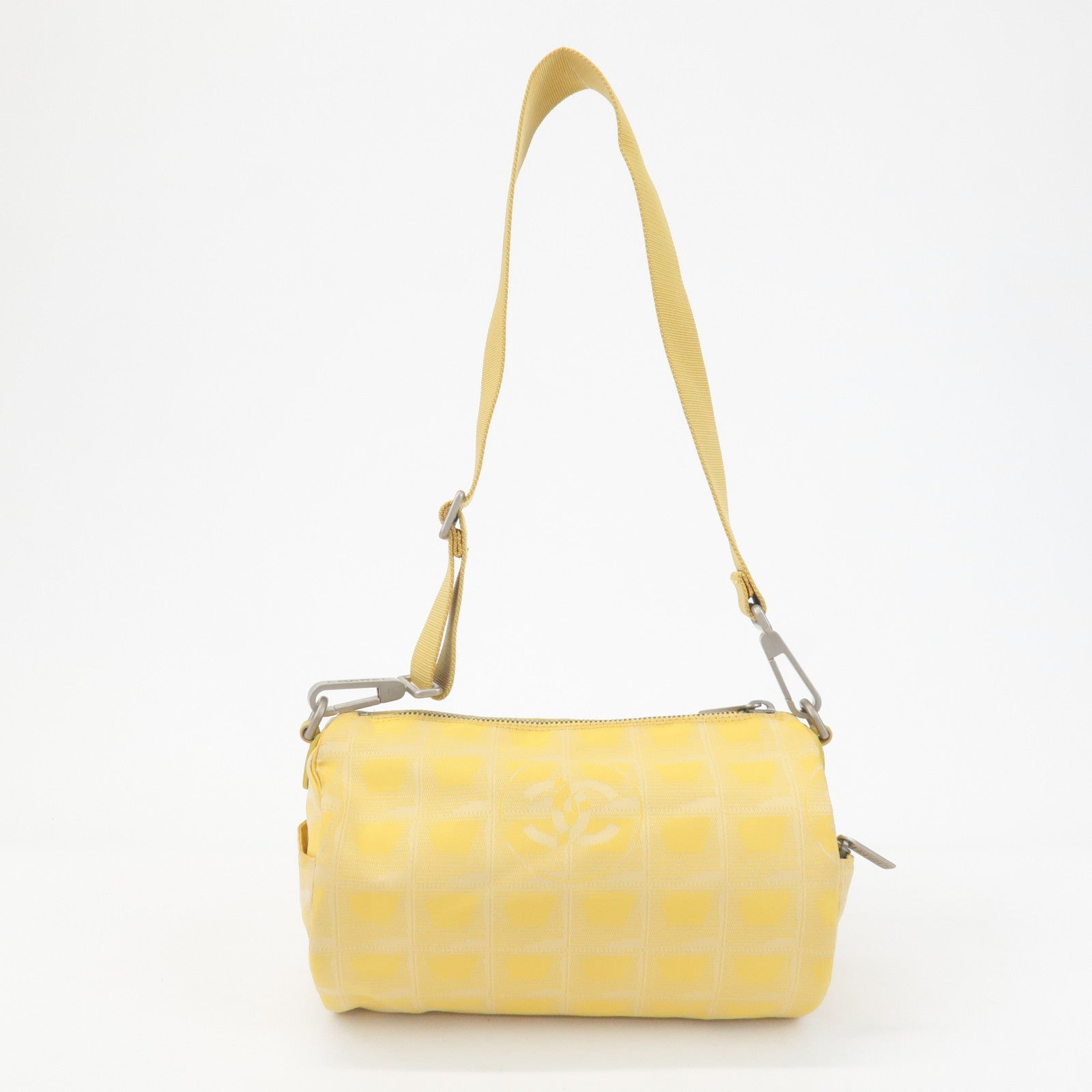 CHANEL New Travel Line Nylon Jacquard Leather Shoulder Bag A17669 Used