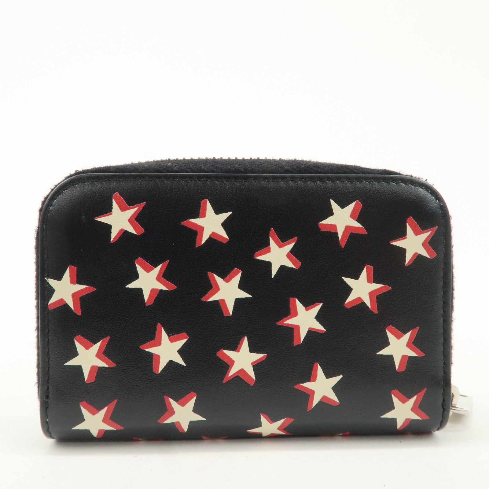 Saint Laurent Paris Leather Coin Case Case Star Print Black Used