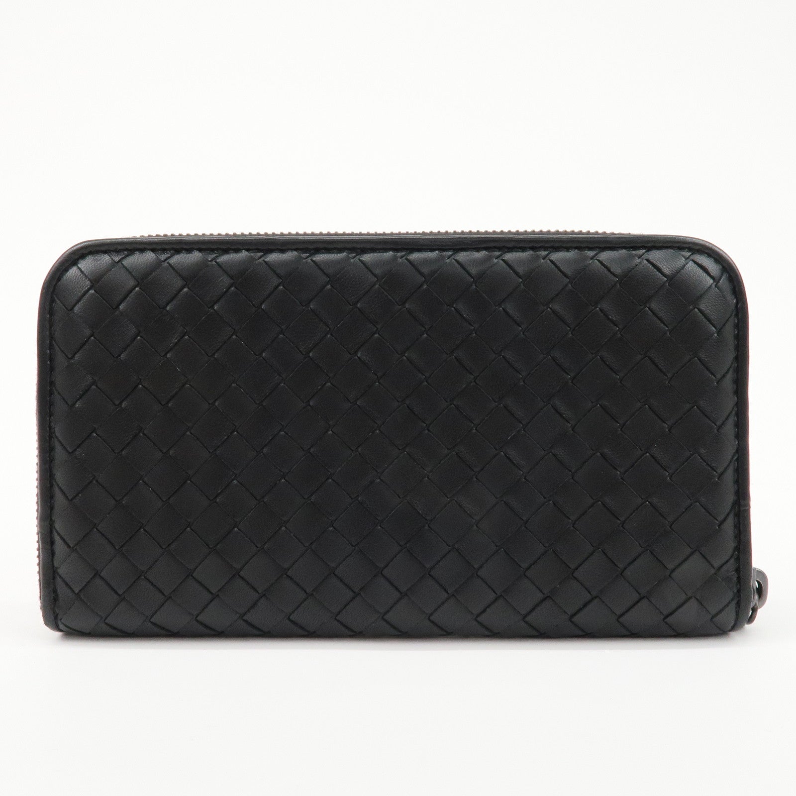 BOTTEGA VENETA Intrecciato Leather Round Zipper Long Wallet 114076 Used