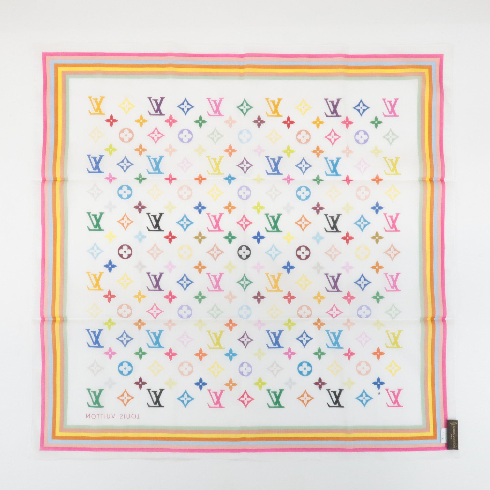 Louis Vuitton Monogram Multicolor Cotton Scarf Blanc M71911 Used