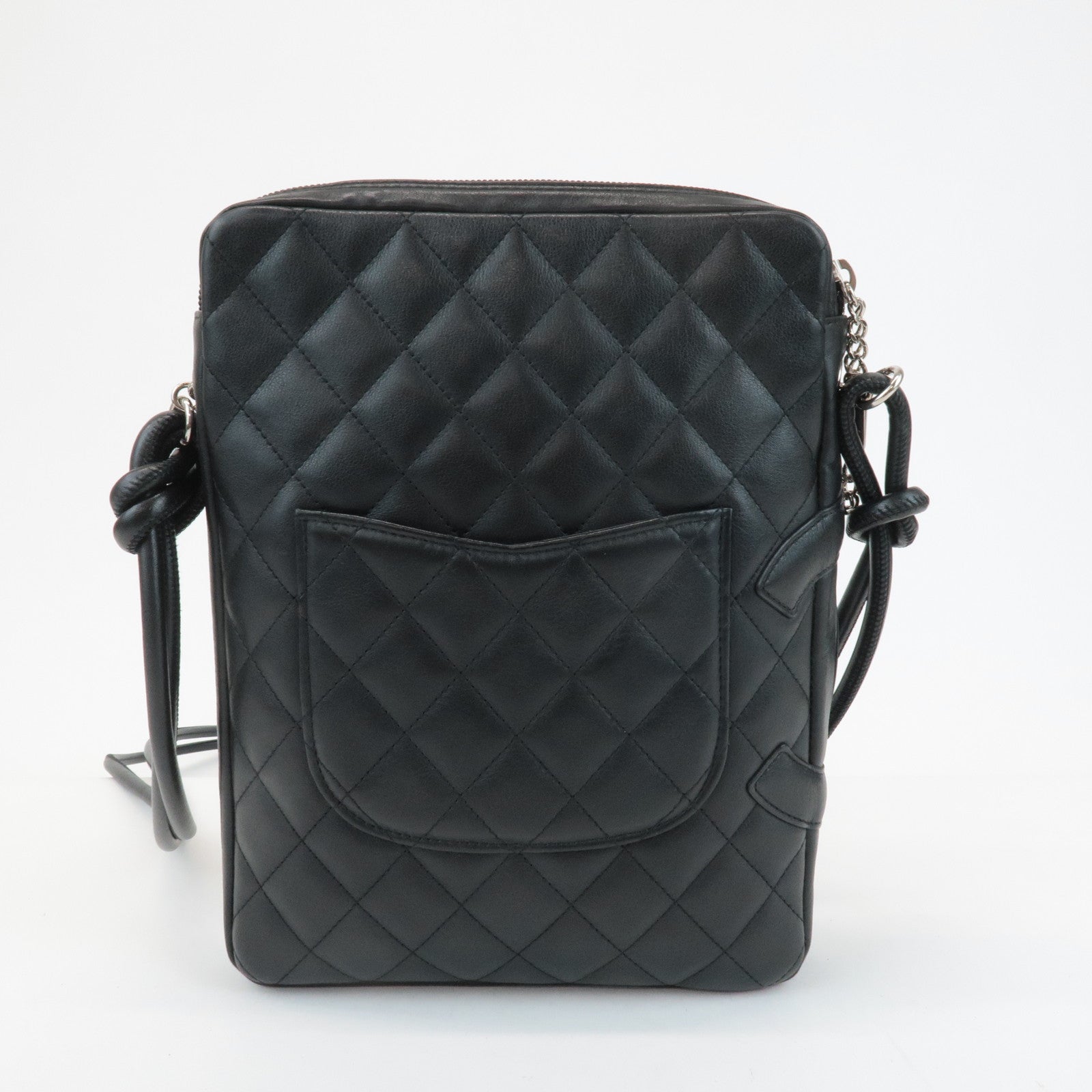 CHANEL Cambon Lamb Skin Medium Pochette Shoulder Bag A25178 Used