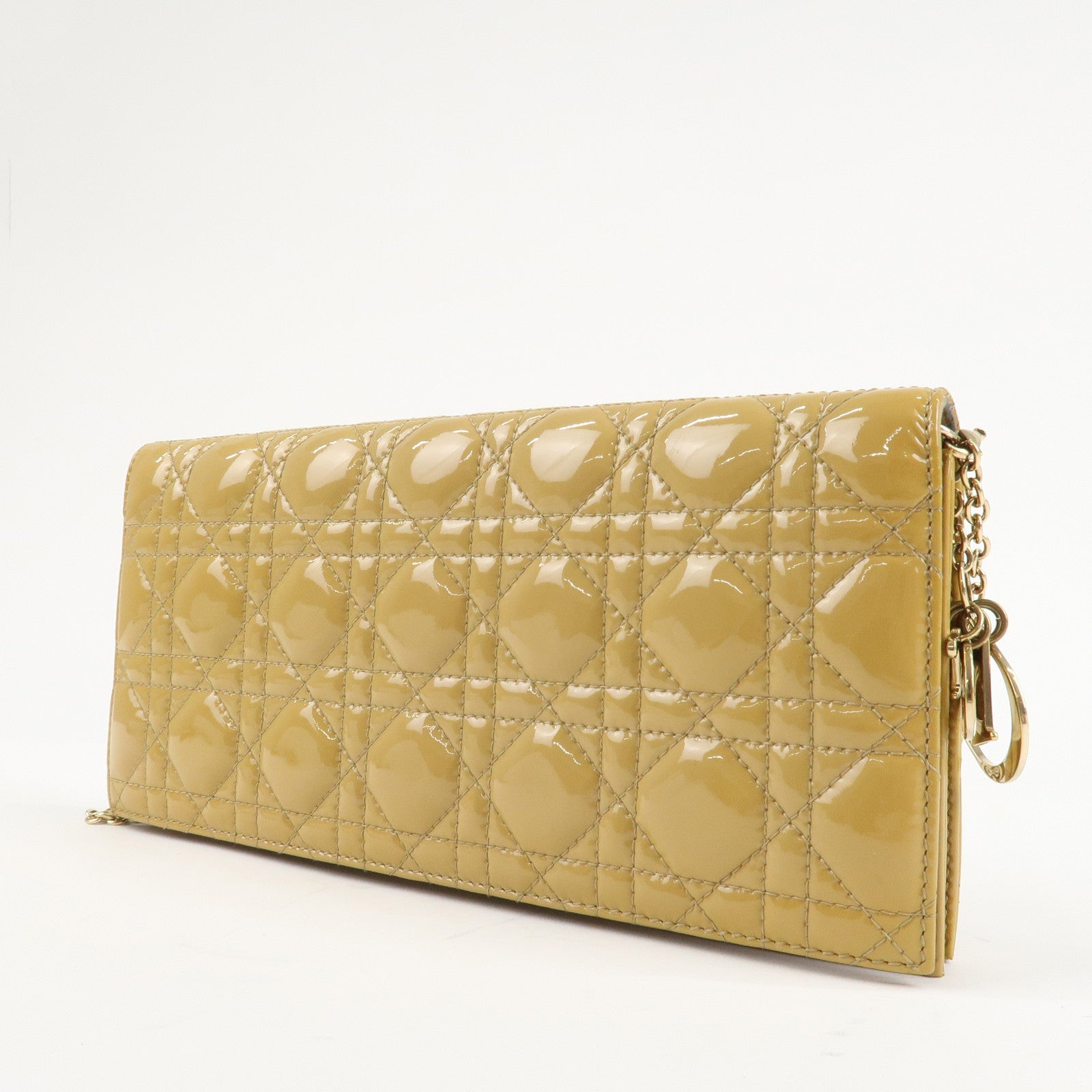 Christian Dior New Lock Cannage Patent Leather Chain Shoulder Bag Used