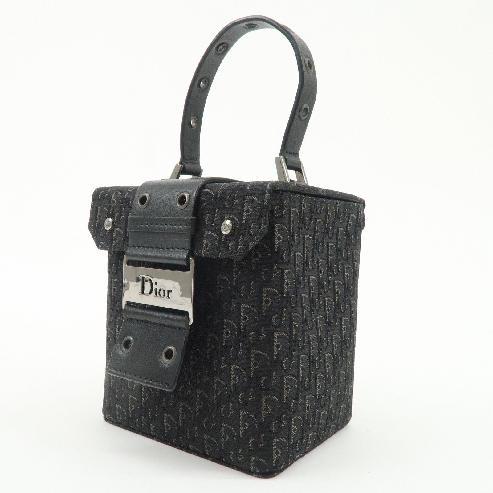 Christian Dior Street Chic Trotter Canvas Leather Vanity Bag Black Used