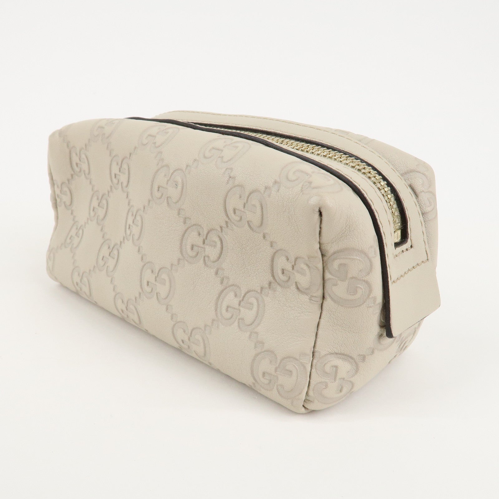 GUCCI Guccissima Leather Pouch Cosmetic Pouch Ivory 153228 Used
