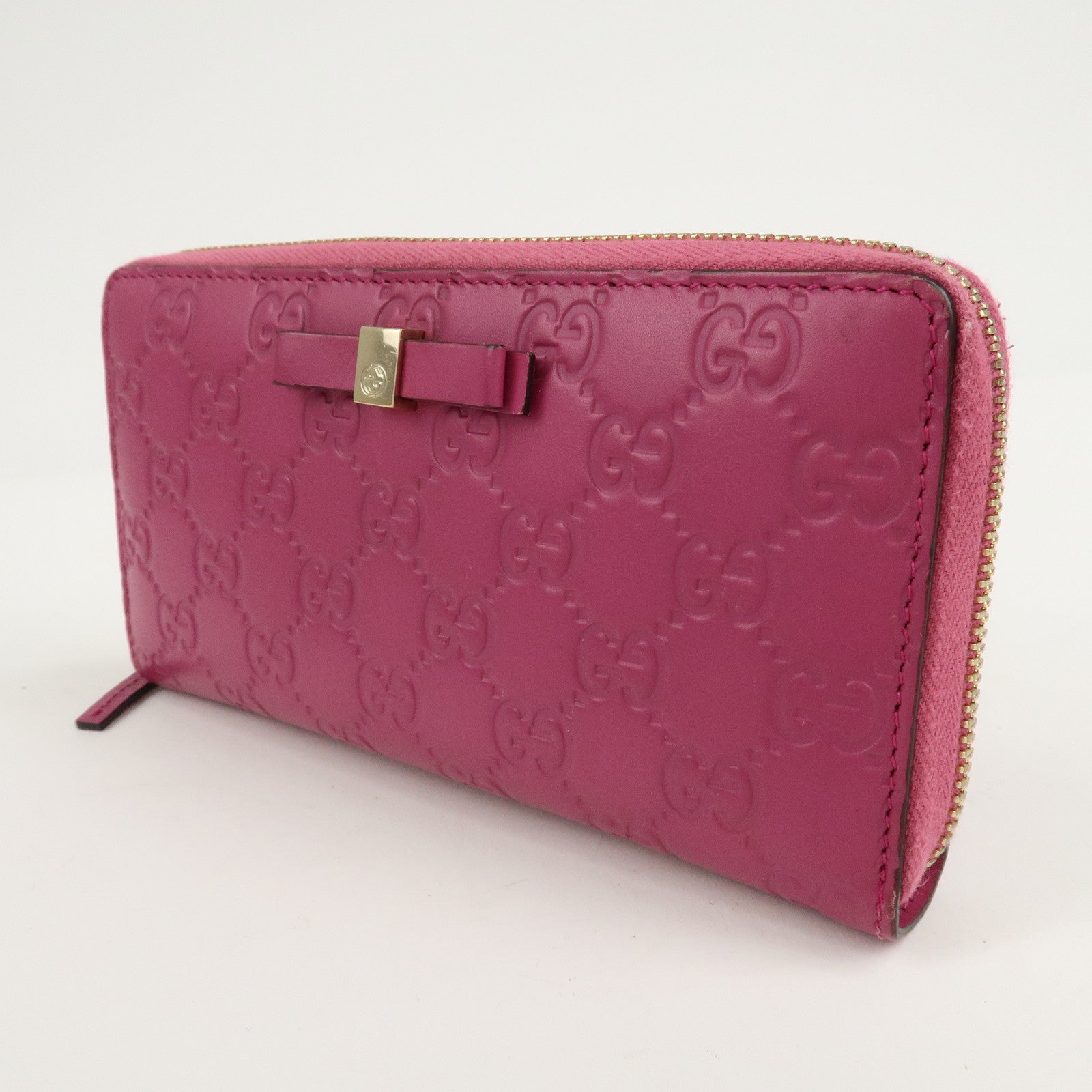 GUCCI Guccissima Interlocking G Round Zipper Wallet Ribbon 388680 Used