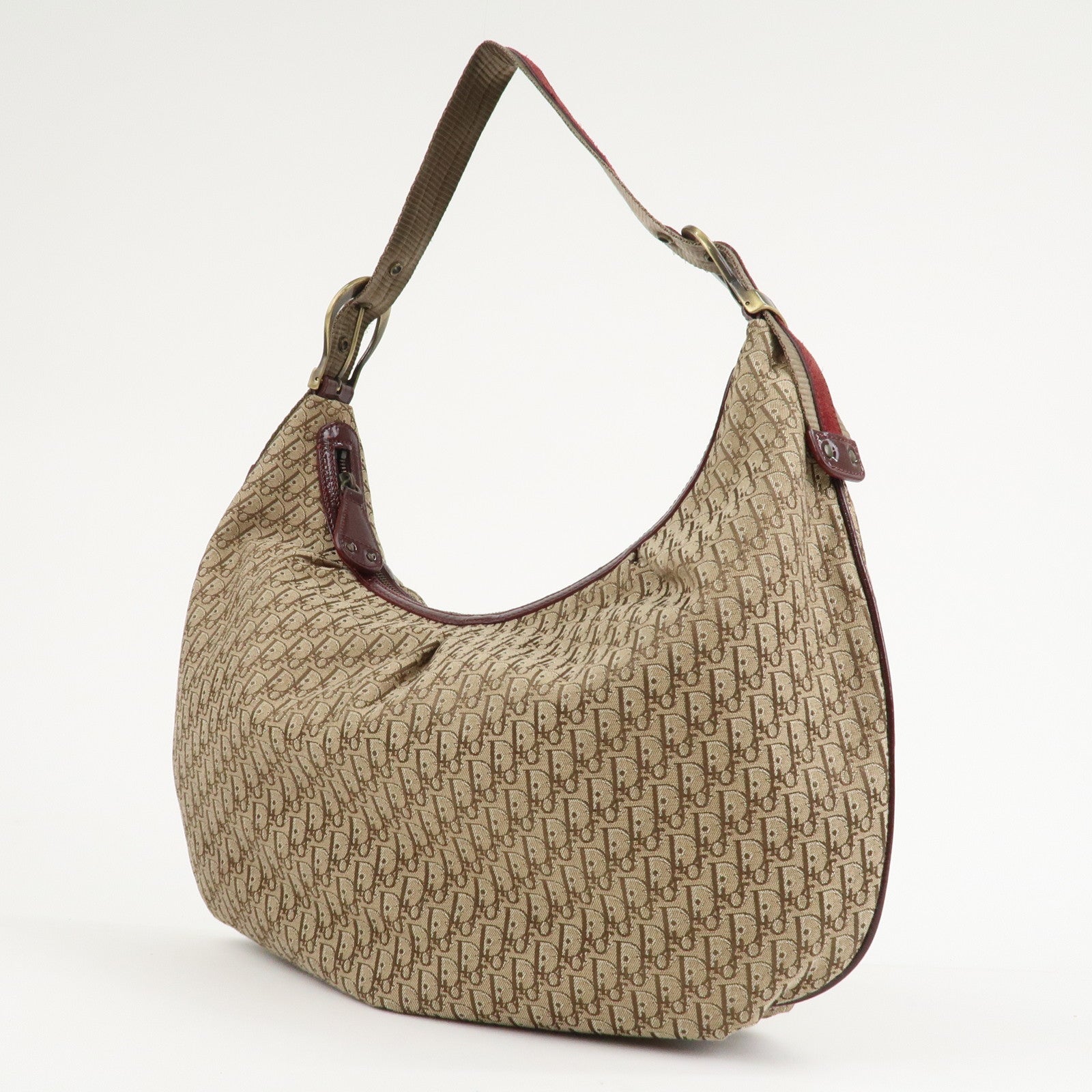 Christian Dior Trotter Canvas Patent Leather Suede Shoulder Bag Used