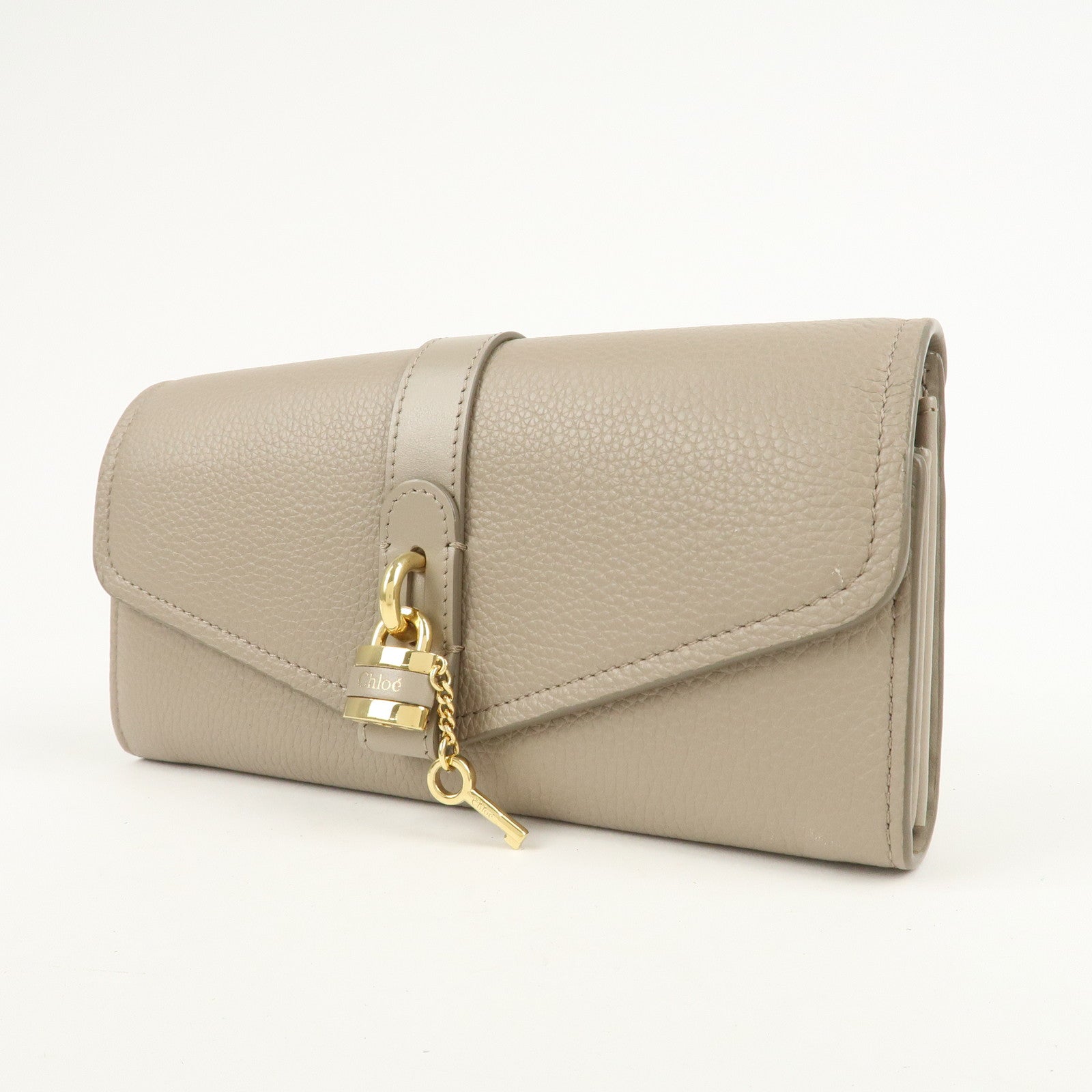 Chloe Abby Leather Bi-fold Long Wallet Greige Used