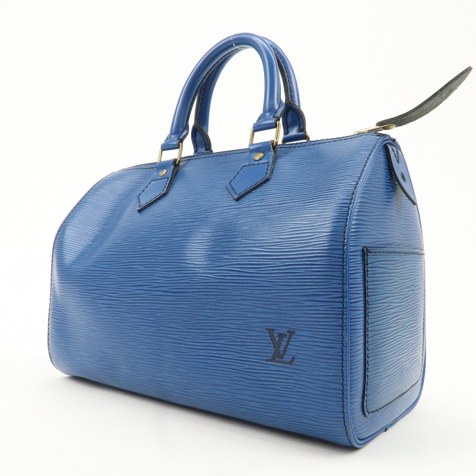 Louis Vuitton Epi Speedy 25 Hand Bag Boston Bag Blue M43015 Used