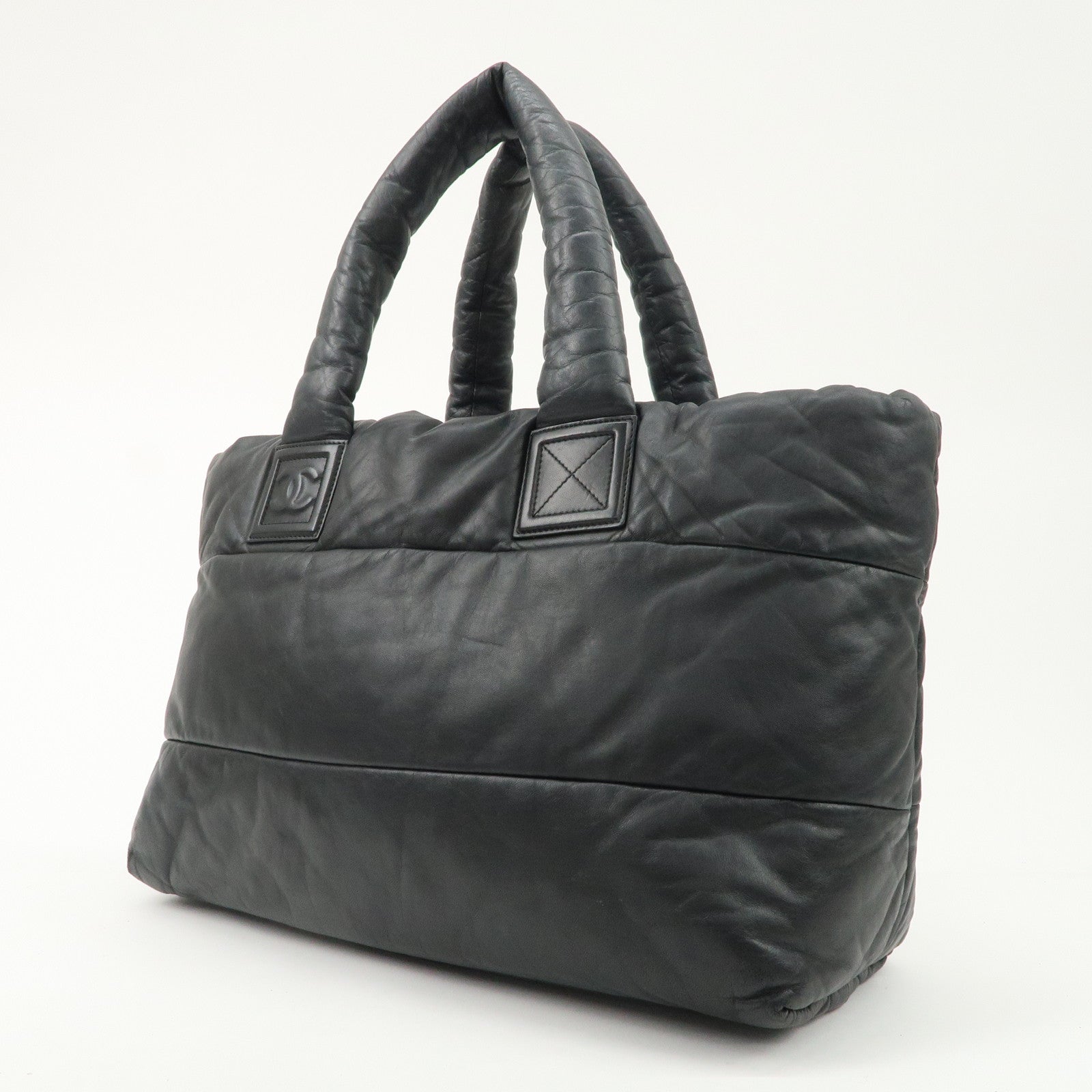 CHANEL COCO Cocoon Lamb Skin Tote Bag Shoulder Bag MM Black A47107 Used